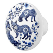 Blauwe en Witte Vossen Aangepaste Keramische Knop (Rechts)