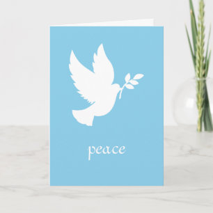 Blauwe en witte vredesduif feestdagen kaart