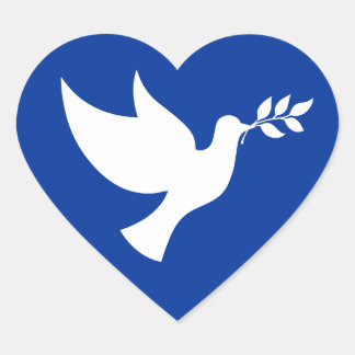 Blauwe en Witte Vredesduif Hart Sticker