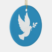 Blauwe en witte vredesduif keramisch ornament (Rechts)
