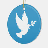 Blauwe en witte vredesduif keramisch ornament (Links)