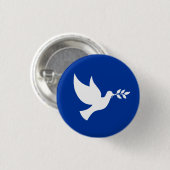 Blauwe en Witte Vredesduif Ronde Button 3,2 Cm (Voorkant /achterkant)