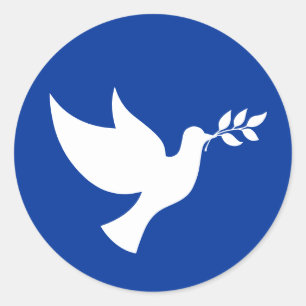 Blauwe en Witte Vredesduif Ronde Sticker
