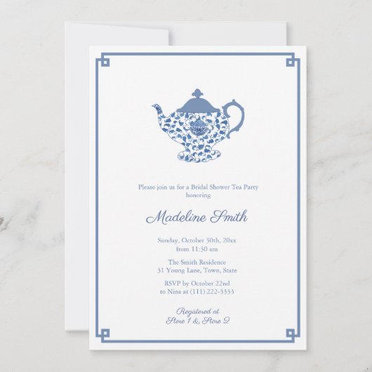 Blauwe en witte Vrijgezellenfeest Kaart (Voorkant)