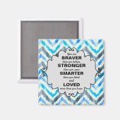 Blauwe en witte vron woorden van aanmoediging magneet (Voorkant / Achterkant)