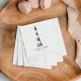Blauwe en Witte Vuurtoren Bruiloft Servet