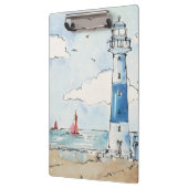 Blauwe en witte vuurtoren klembord (Links)