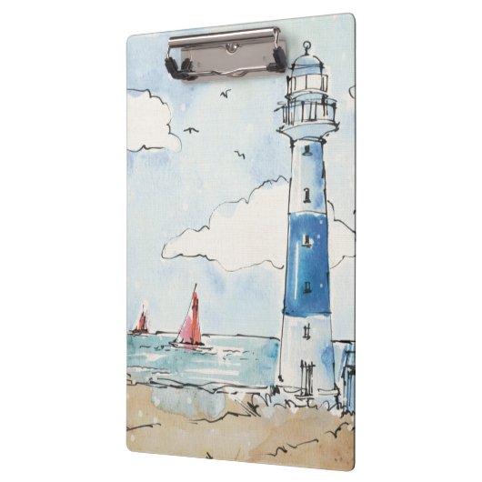 Blauwe en witte vuurtoren klembord (Links)