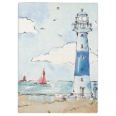 Blauwe en witte vuurtoren klembord (Achterkant)