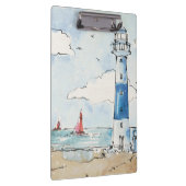 Blauwe en witte vuurtoren klembord (Rechts)