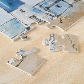 Blauwe en witte vuurtoren legpuzzel (Zijkant)