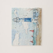 Blauwe en witte vuurtoren legpuzzel (Verticaal)