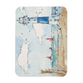 Blauwe en witte vuurtoren magneet (Verticaal)