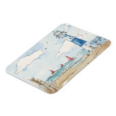 Blauwe en witte vuurtoren magneet (Linkerzijde)