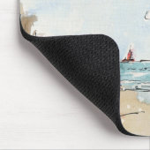 Blauwe en witte vuurtoren muismat (Hoek)