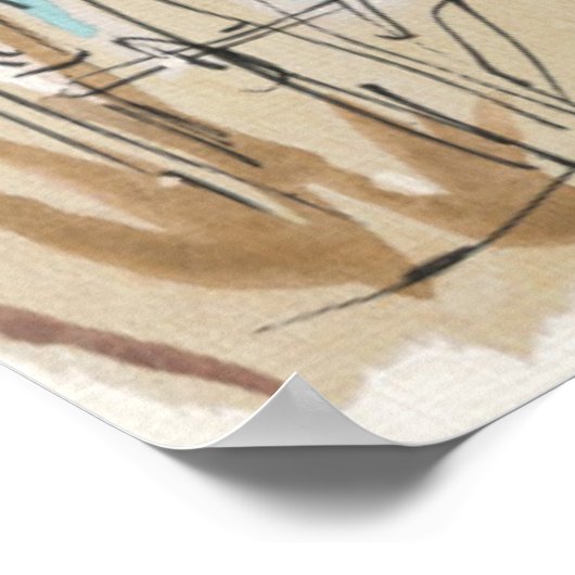 Blauwe en witte vuurtoren poster (Hoek)