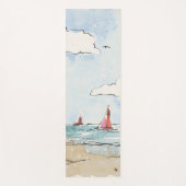 Blauwe en witte vuurtoren yogamat (Voorkant)