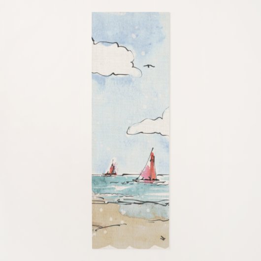 Blauwe en witte vuurtoren yogamat (Voorkant)