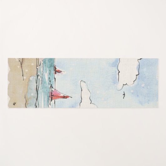 Blauwe en witte vuurtoren yogamat (Voorkant (horizontaal))