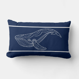 Blauwe en witte walvis kussen