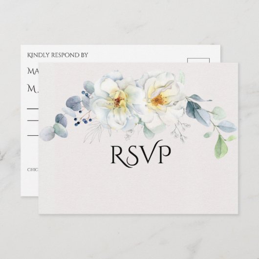 Blauwe en witte Waterverf bloemen Briefkaart (Voorkant / Achterkant)