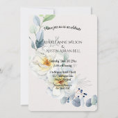 Blauwe en witte Waterverf bloemen bruiloft Kaart