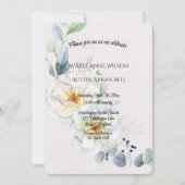 Blauwe en witte Waterverf bloemen bruiloft Kaart (Voorkant)