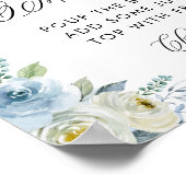 Blauwe en witte Waterverf Bloemen Mam-osa Bar Poster (Hoek)