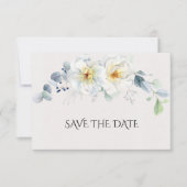 Blauwe en witte Waterverf bloemen Save The Date (Voorkant)
