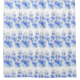 Blauwe en witte waterverf bloemenlobelia douchegordijn