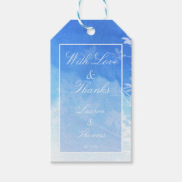 Blauwe en witte Waterverf Dank je cadeauLabels