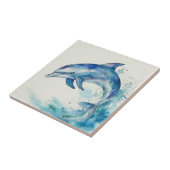 Blauwe en witte Waterverf Dolphin Tegeltje (Zijkant)