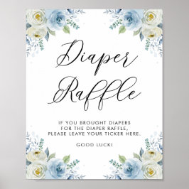 Blauwe en witte Waterverf druppelaar Poster