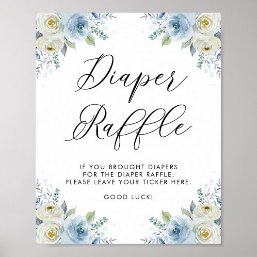 Blauwe en witte Waterverf druppelaar Poster (Voorkant)