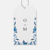 Blauwe en witte waterverf floral Bedankt voor je b Cadeaulabel (Achterkant)