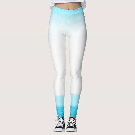 Blauwe en witte Waterverf Kijk naar Chic Lounge Gy Leggings (Voorkant)