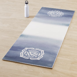 Blauwe en witte Waterverf kroon en roet Chakra Yogamat
