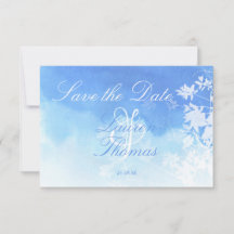 Blauwe en witte Waterverf Sla de datumkaart op