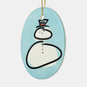Blauwe en witte Waterverf Snowman met zwarte lijne Keramisch Ornament (Links)