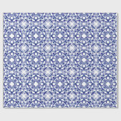 Blauwe en witte Waterverf Spaans Tile Patroon Cadeaupapier (Vlak)