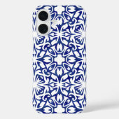 Blauwe en witte Waterverf Spaans Tile Patroon Case-Mate iPhone Case (Achterkant)
