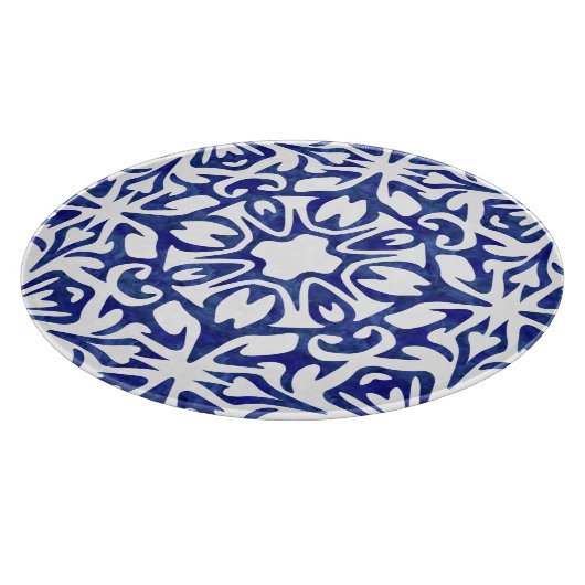 Blauwe en witte Waterverf Spaans Tile Patroon Snijplank (Hoek)