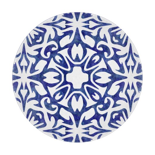 Blauwe en witte Waterverf Spaans Tile Patroon Snijplank (Voorkant)