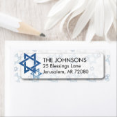 Blauwe en witte Waterverf Ster van David Hanukkah Etiket (Insitu)