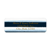 Blauwe en witte Waterverf Stripes Adresetiketten Etiket (Voorkant)