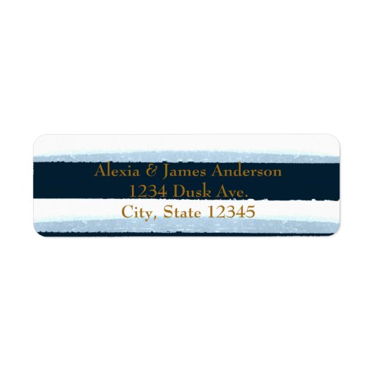 Blauwe en witte Waterverf Stripes Adresetiketten Etiket (Voorkant)