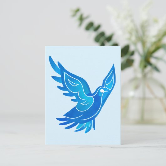 Blauwe en witte Waterverf vredesduif Briefkaart (Staand voorkant)