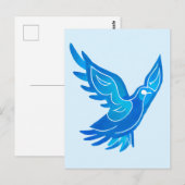 Blauwe en witte Waterverf vredesduif Briefkaart (Voorkant / Achterkant)