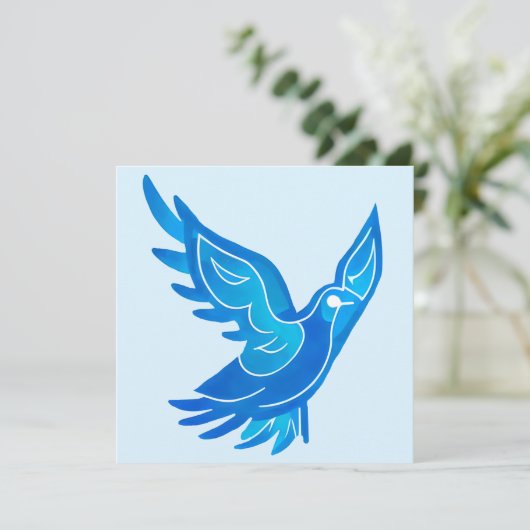 Blauwe en witte Waterverf vredesduif Feestdagenkaart (Staand voorkant)