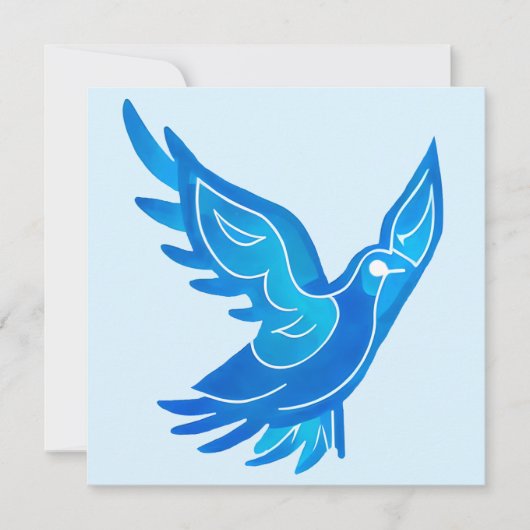 Blauwe en witte Waterverf vredesduif Feestdagenkaart (Voorkant)